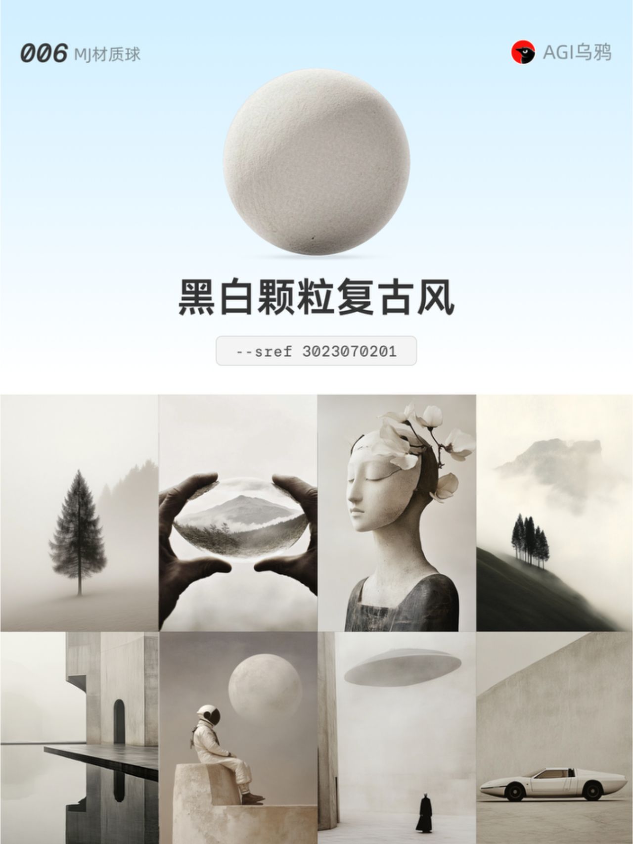 Midjourney 美学风格代码！8 款黑白颗粒复古风